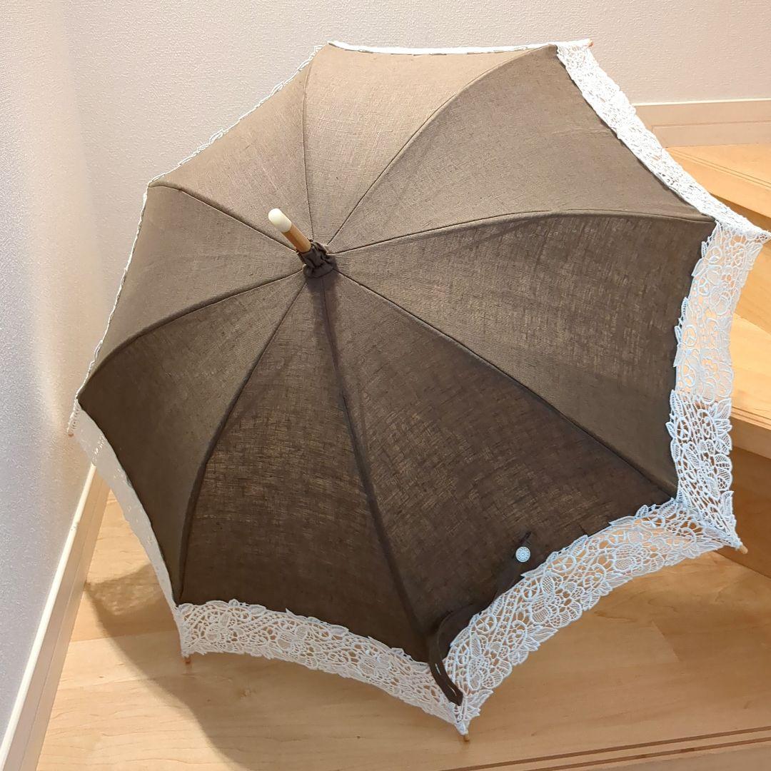 ★美品 近沢 レース日傘 ブラウン高級傘