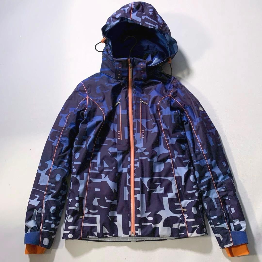 【高機能】デサント スキージャケット モーション3D ヒートナビ 総柄 青 M