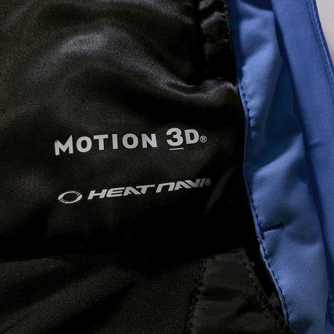 【高機能】デサント スキージャケット モーション3D ヒートナビ 総柄 青 M