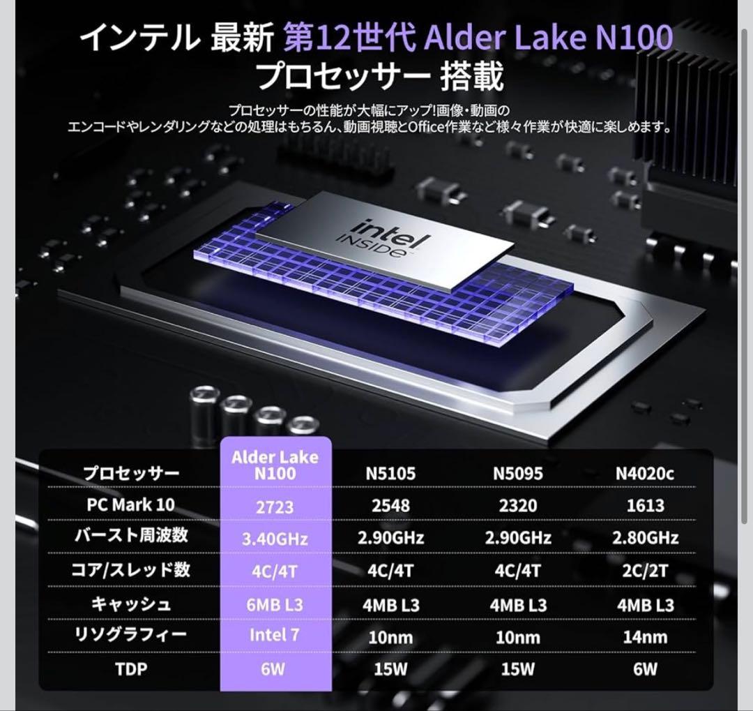 【本日限定値下げ】ミニpc n100 高速動作 mini pc n100