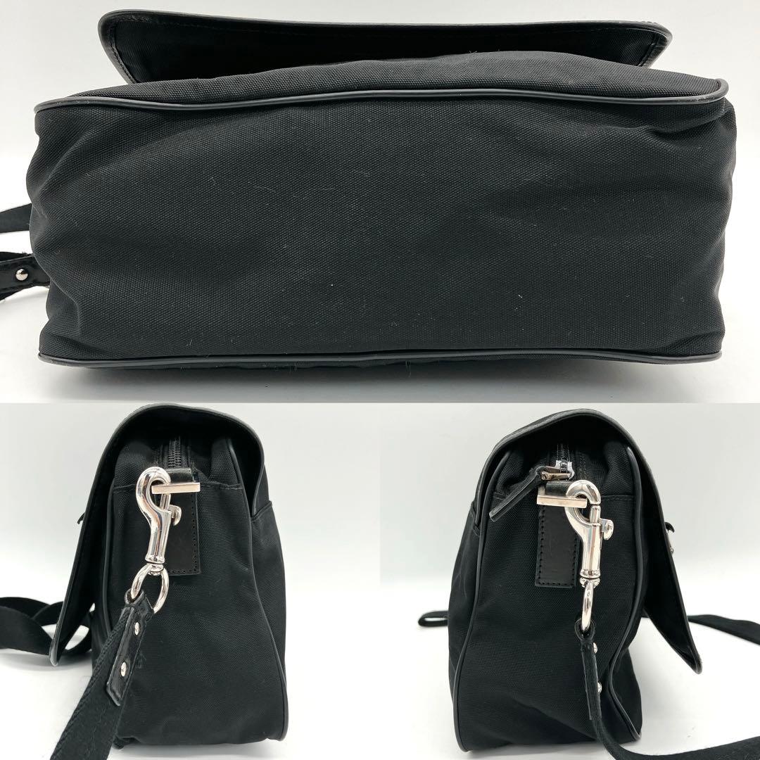 【GUCCI】メッセンジャーバッグ　ナイロン　レザー　ブラック　シルバー金具