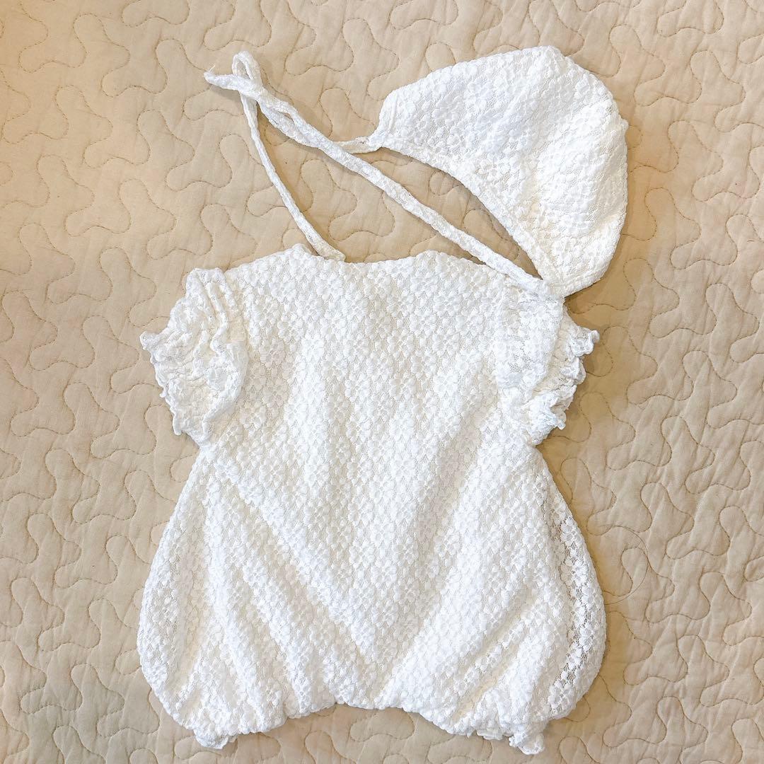 de.sh0p 退院着 セレモニーロンパース lace short ボンネット