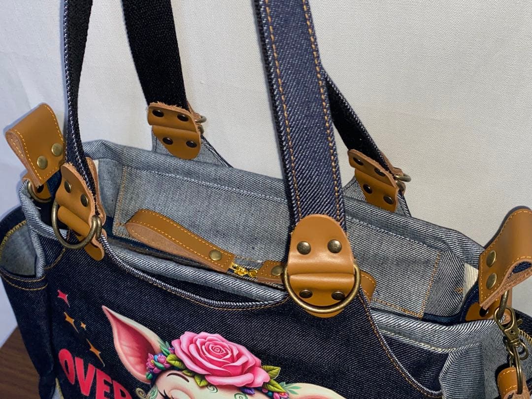 岡山デニム☆ブタさん☆カエル☆リュック対応☆4wayあおりバッグ