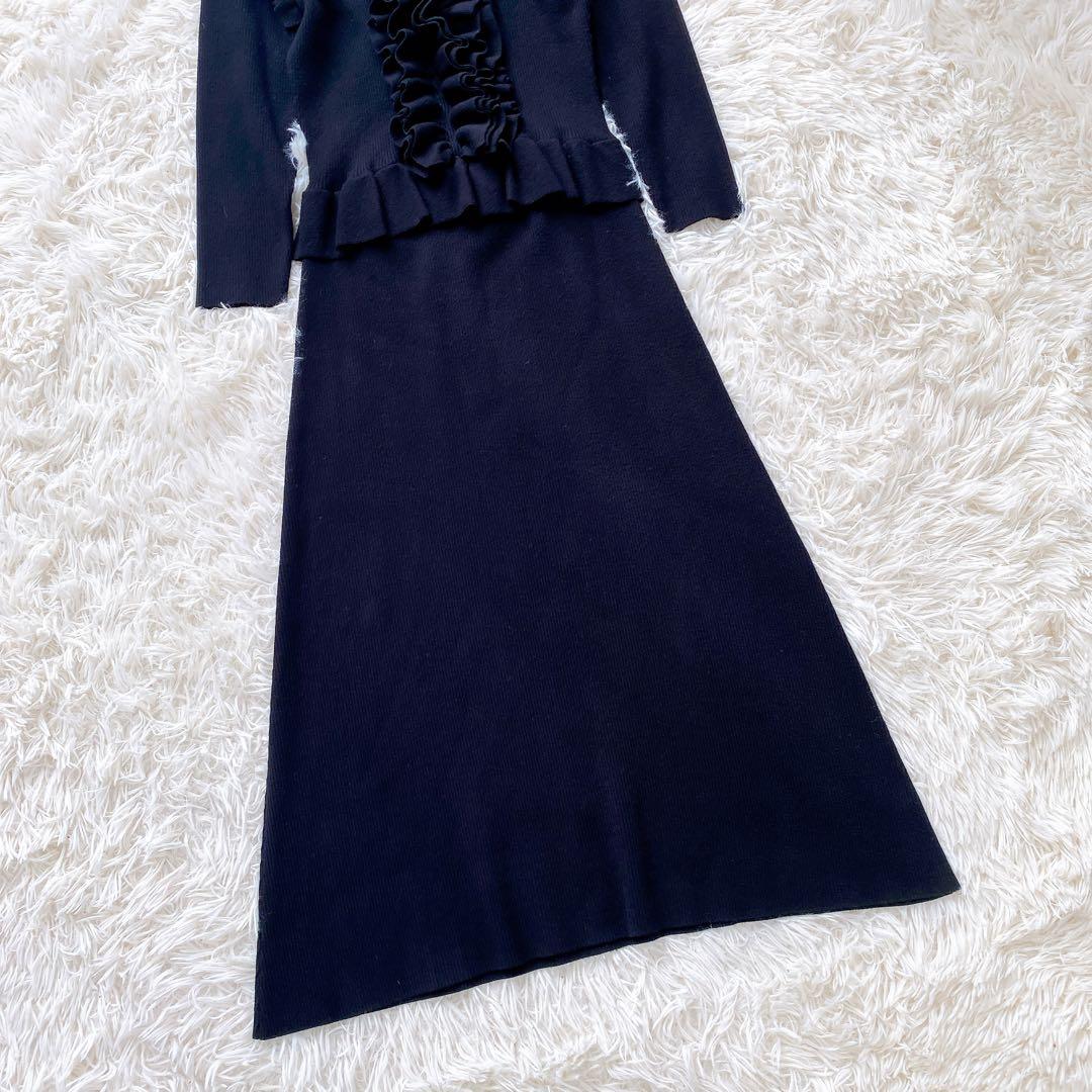 コルコバード　CORCOVADO フリルリブニットロングワンピース　ブラック