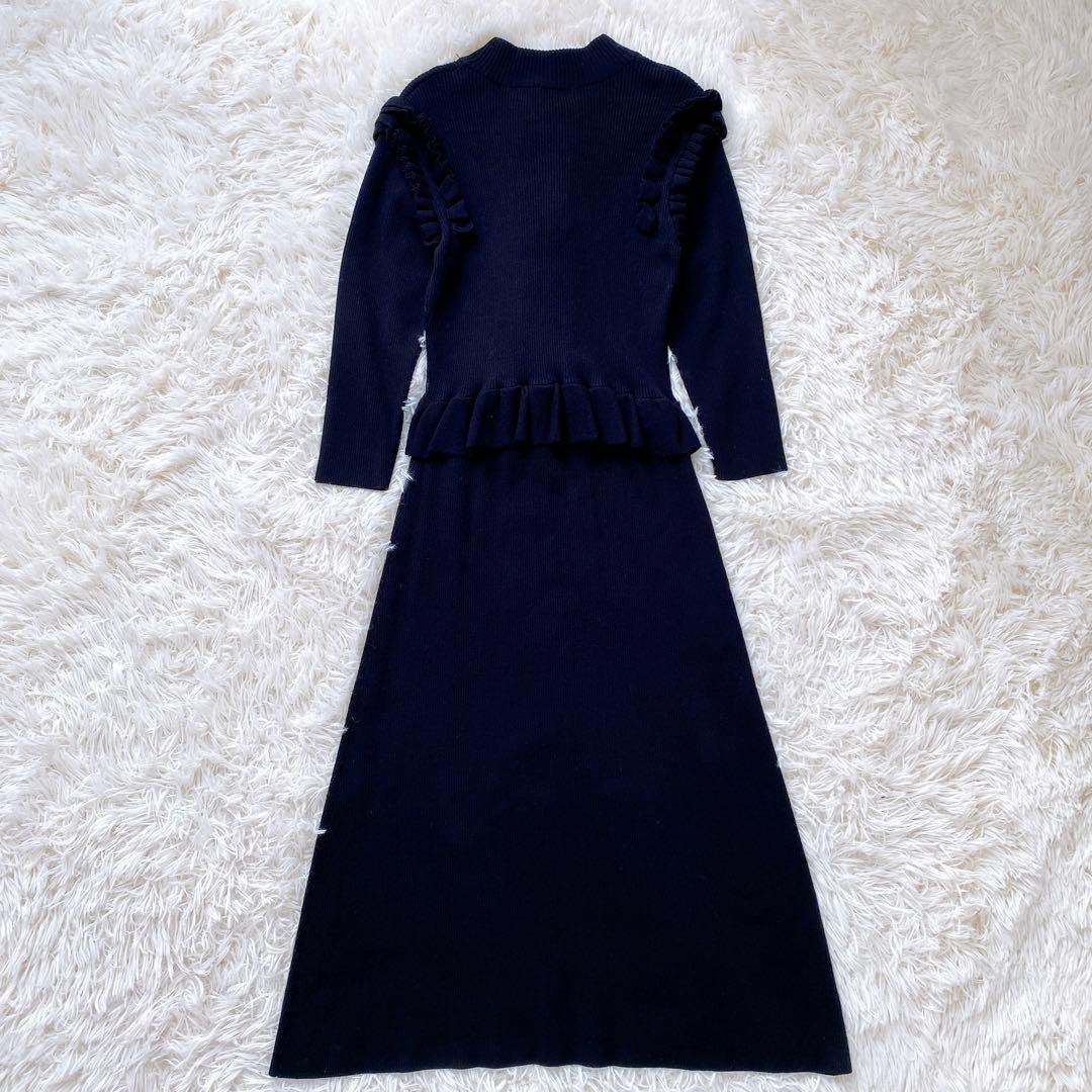 コルコバード　CORCOVADO フリルリブニットロングワンピース　ブラック