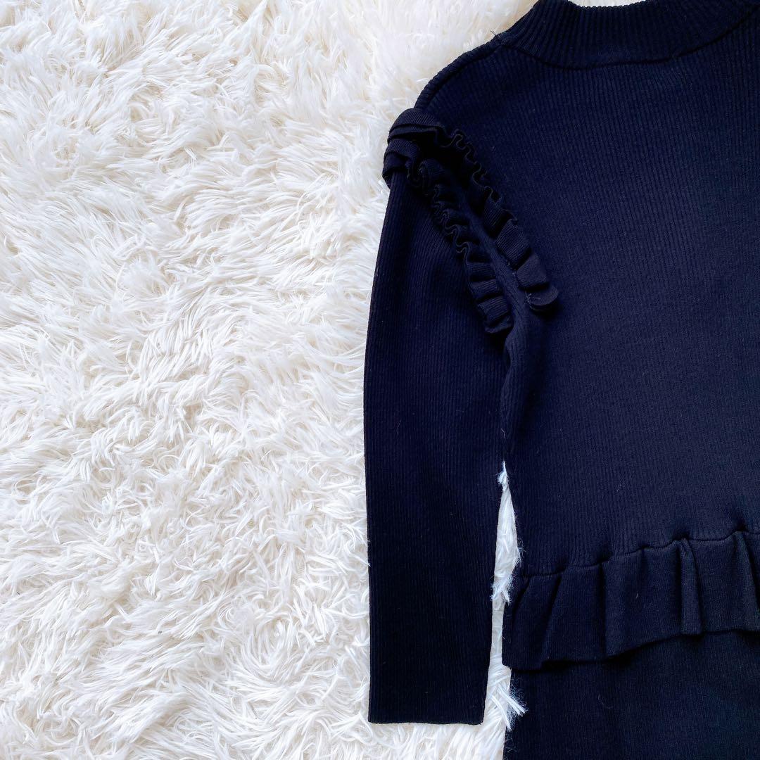 コルコバード　CORCOVADO フリルリブニットロングワンピース　ブラック