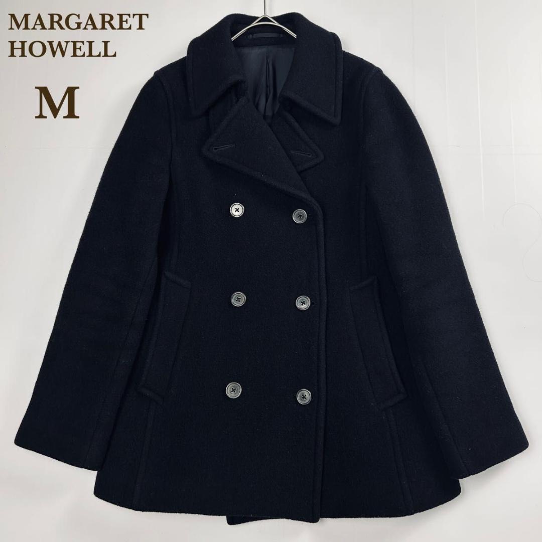 美品 マーガレットハウエル ピーコート アンゴラ カシミヤ カシミアブラック
