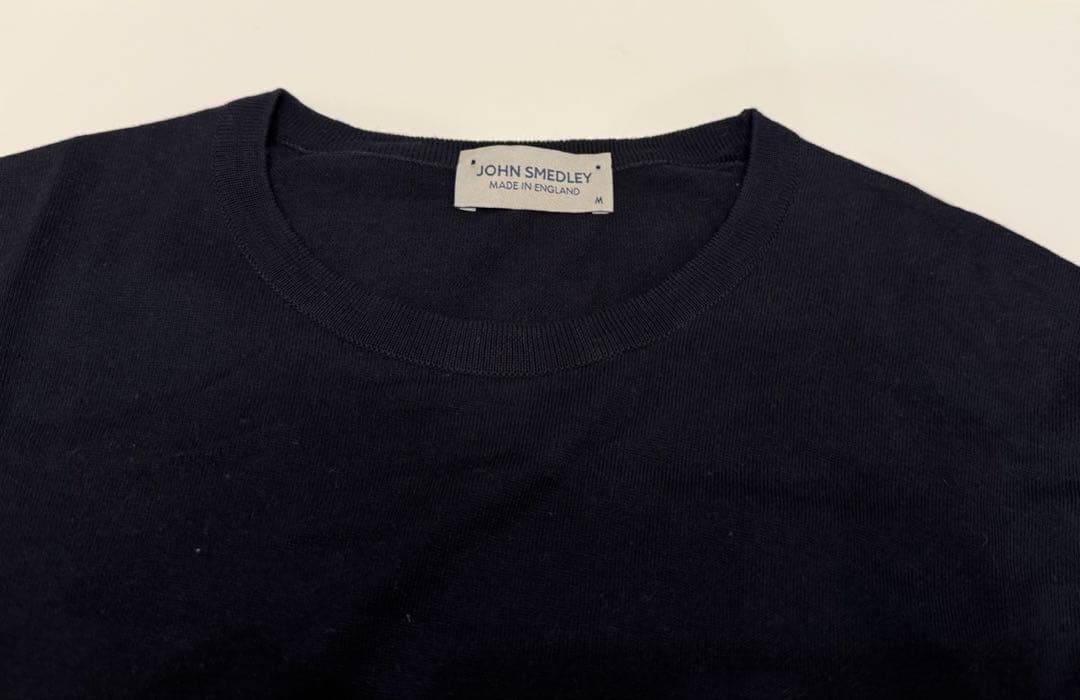 【JOHN SMEDLEY】ネイビー /コットンニット/半袖/M