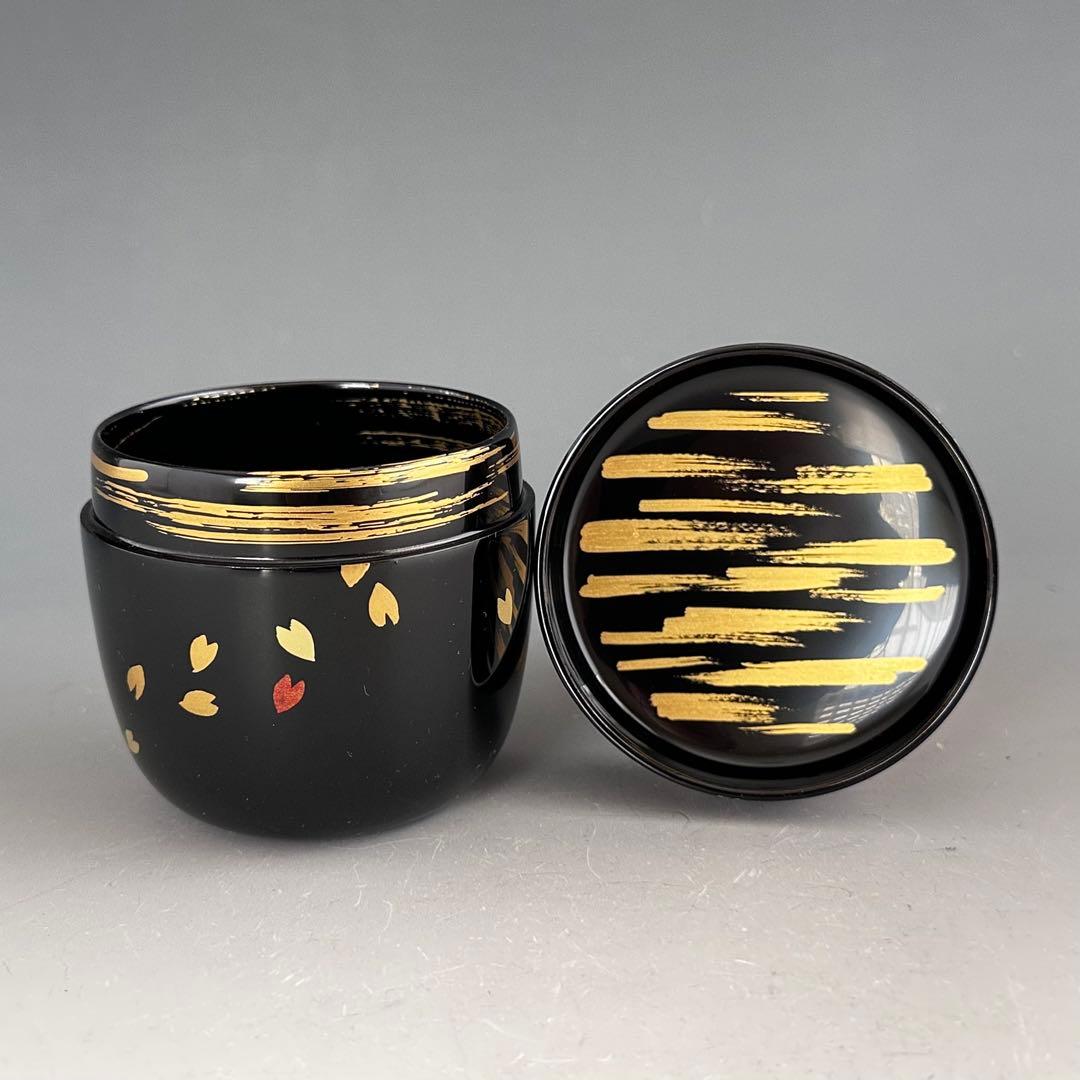 茶道具　即中斎好写　内霞　桜吹雪蒔絵　大棗　西村宗幸　共箱　山中塗　茶会　春