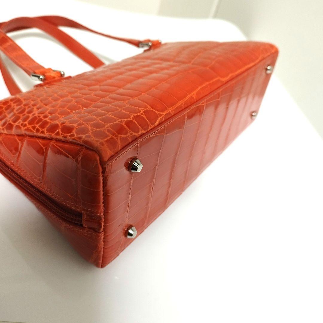 ほぼ未使用☆　JRA認定　シャイニー　クロコダイル　ハンドバッグ　ボストンバッグ