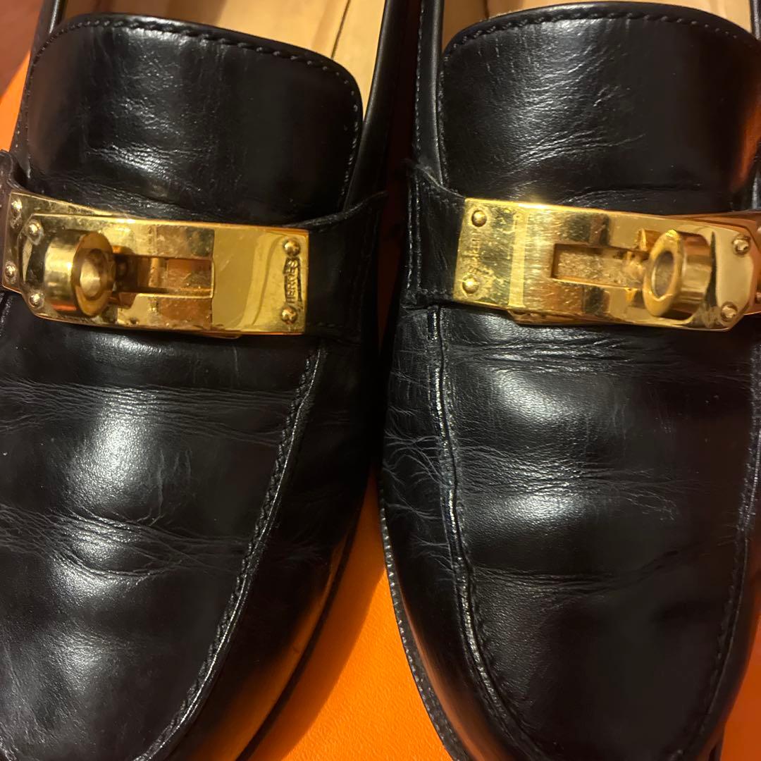 エルメス　ローファーヒール　37 ブラック