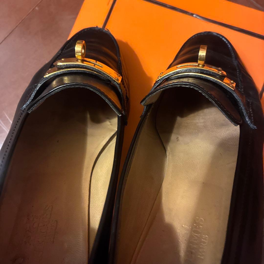 エルメス　ローファーヒール　37 ブラック