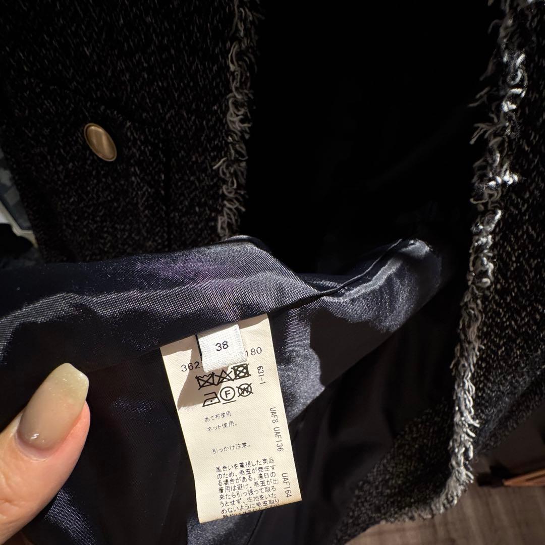 グリーンレーベルリラクシング ツイードノーカラージャケット38