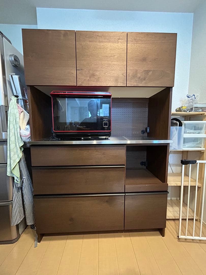 キッチンカウンター 関家具 幅120 カップボード オウル 食器棚 国産 無垢材