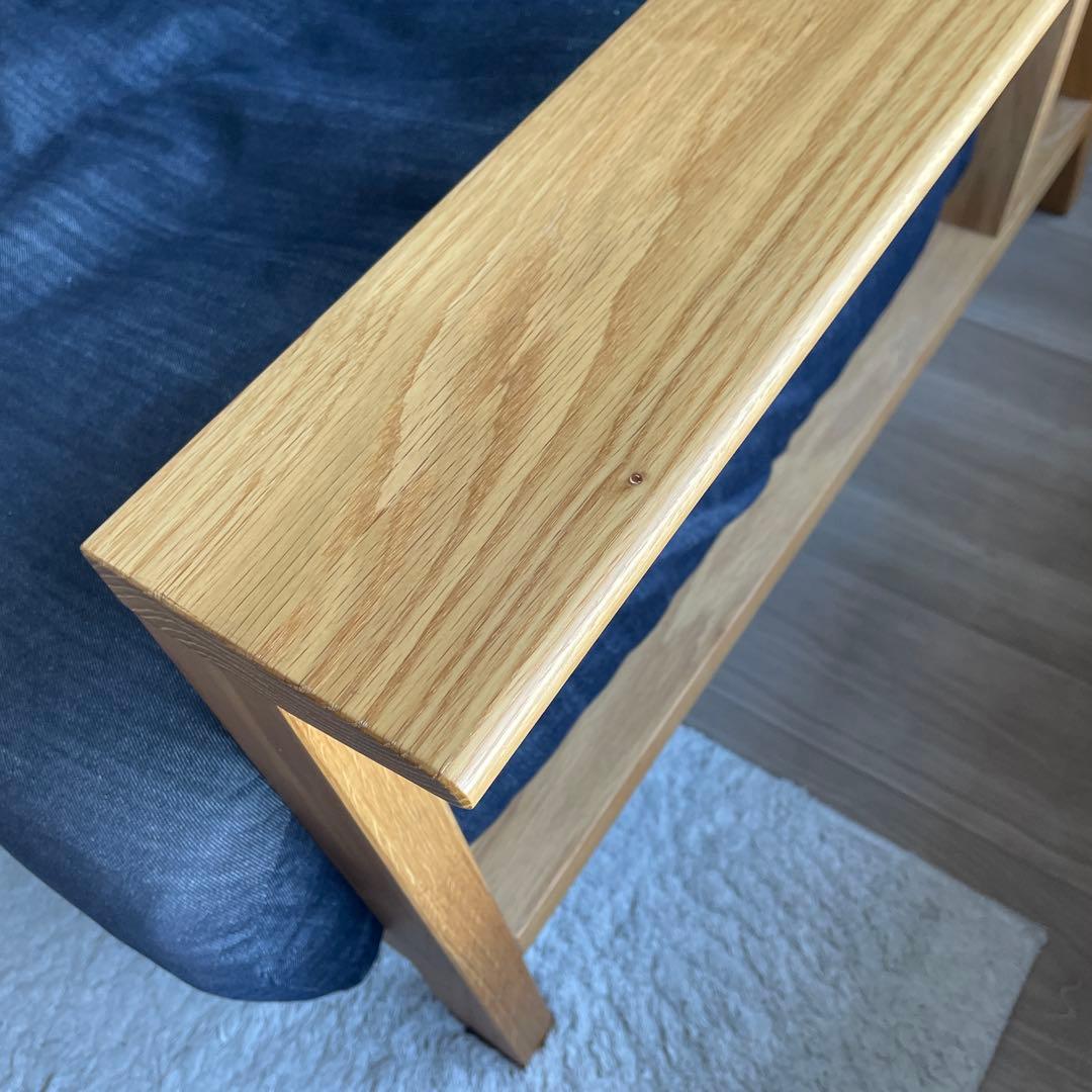 【最終値下げ】ネイビー 布クッション 木製フレーム ソファ