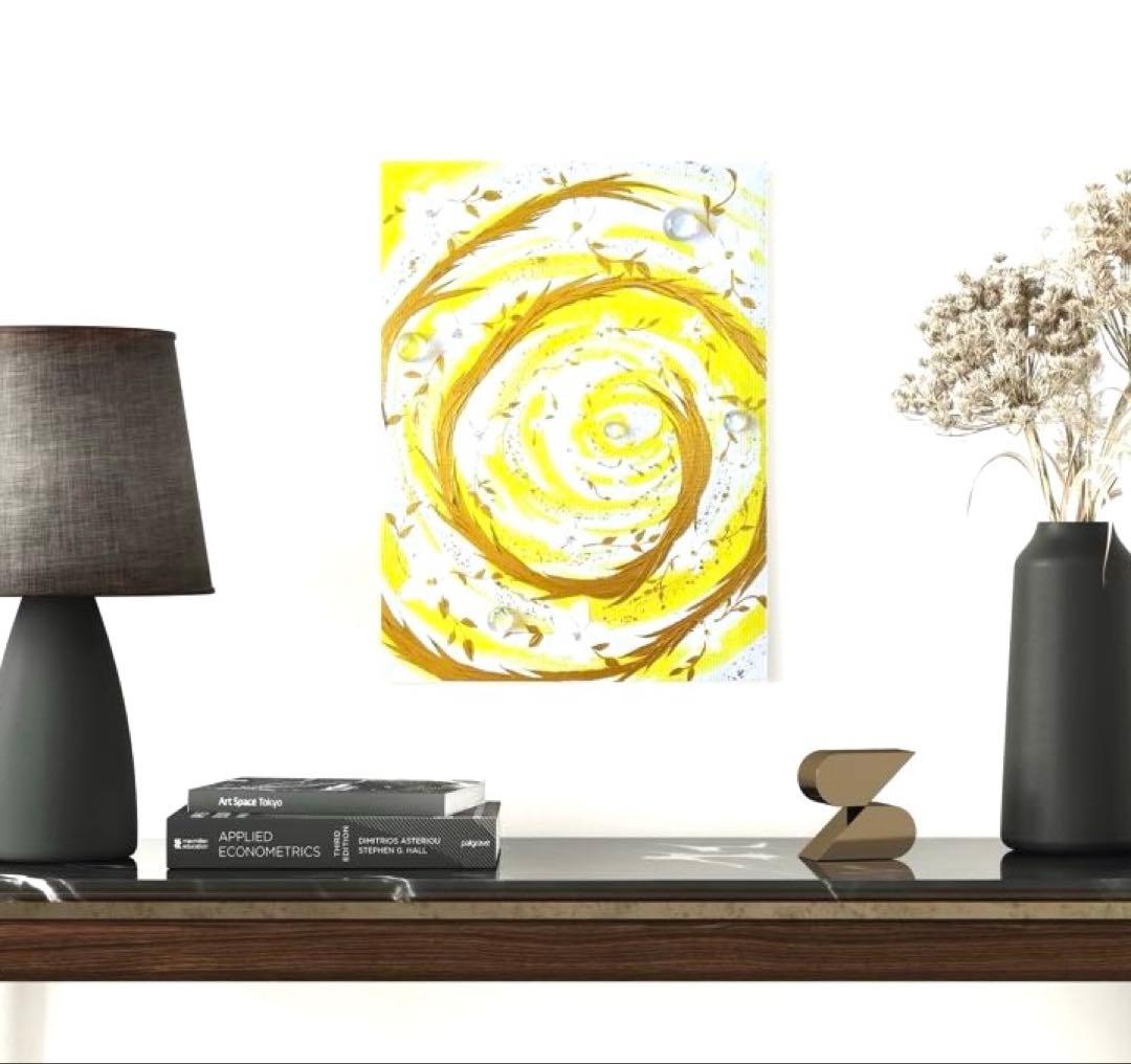 開運絵画　鬼門用　護符　ヒマラヤ水晶　天然石　金箔　龍神様エネルギー