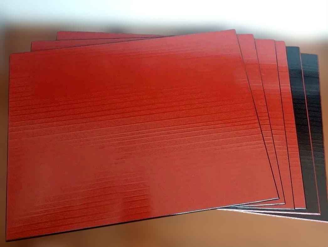 【越前塗】両面使いができる　リバーシブル　赤　黒　盆　ランチョンマット　　6枚