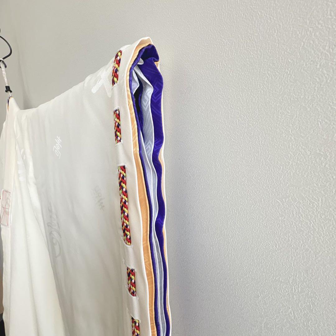 美品　お宮参り　産着　祝着　0歳　男の子　白　地紋　袖狩衣　長襦袢付　7036