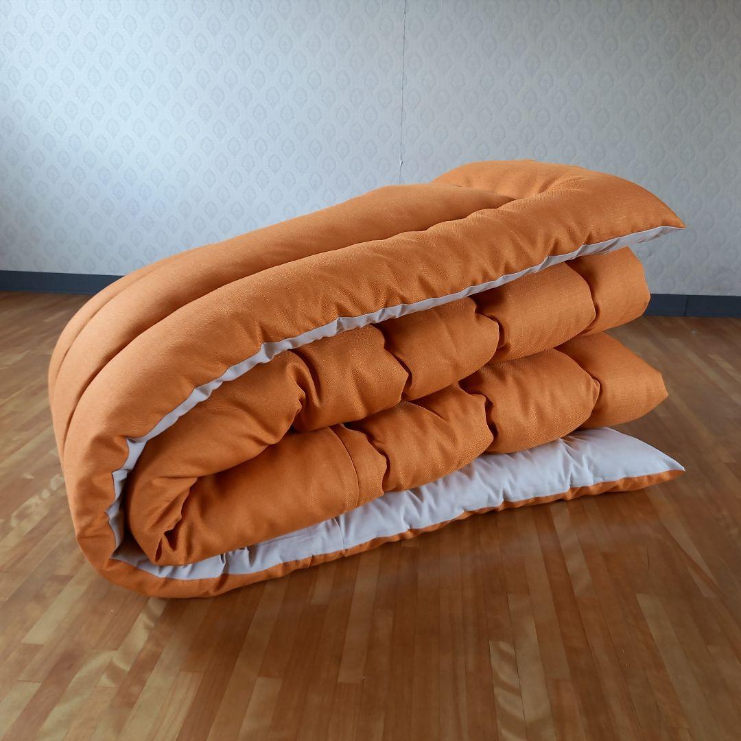 超撥水加工 厚手 厚掛け こたつ布団 大判長方形 オレンジ 清潔 安心 日本製⑧