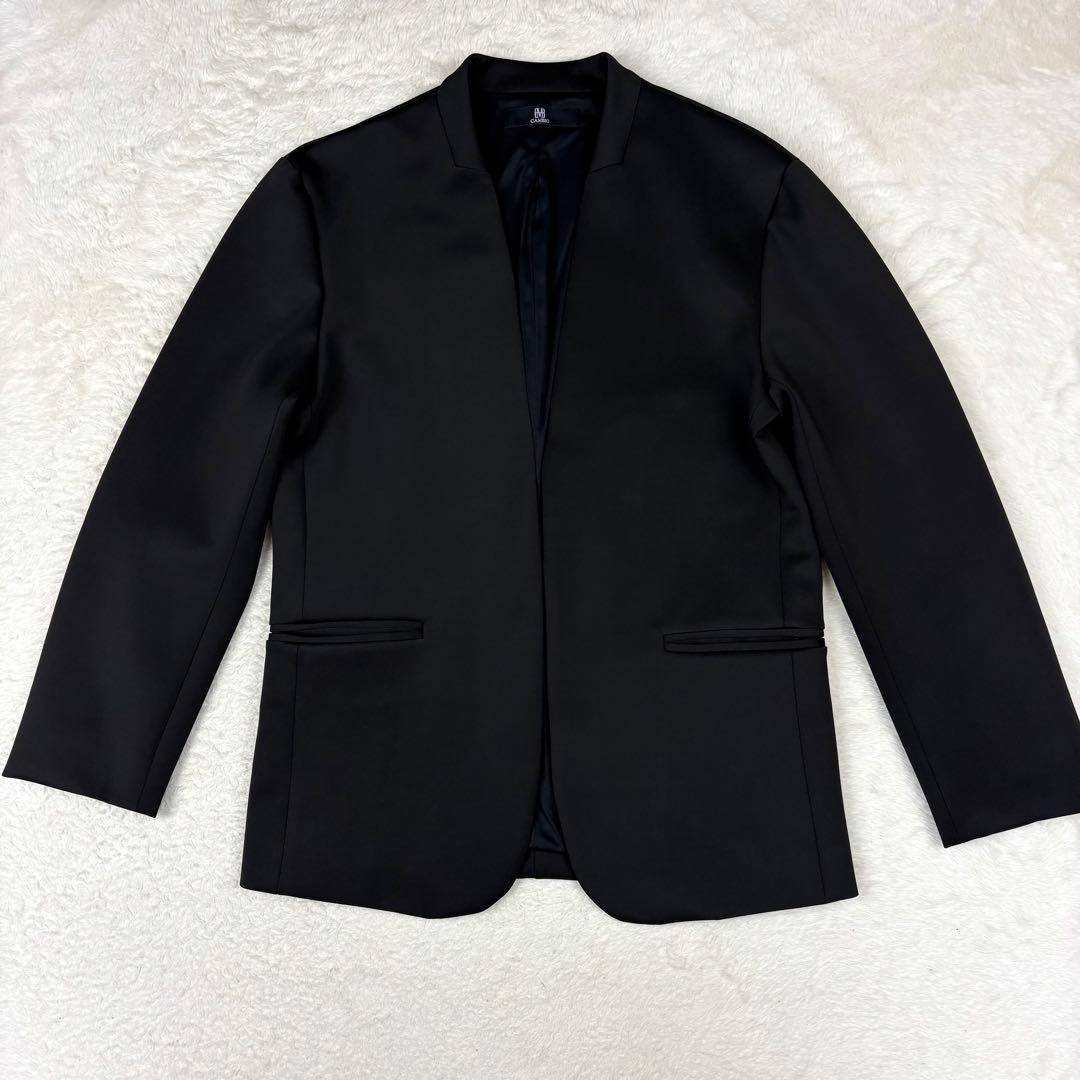 カンビオ リラックスポンチ ノーカラージャケット 上下 セットアップ 黒 M