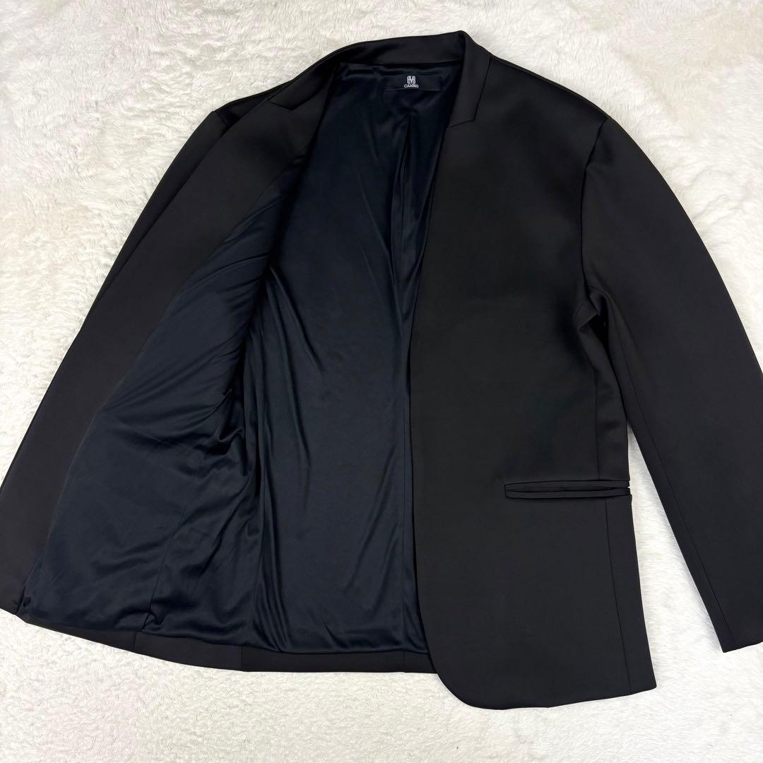 カンビオ リラックスポンチ ノーカラージャケット 上下 セットアップ 黒 M