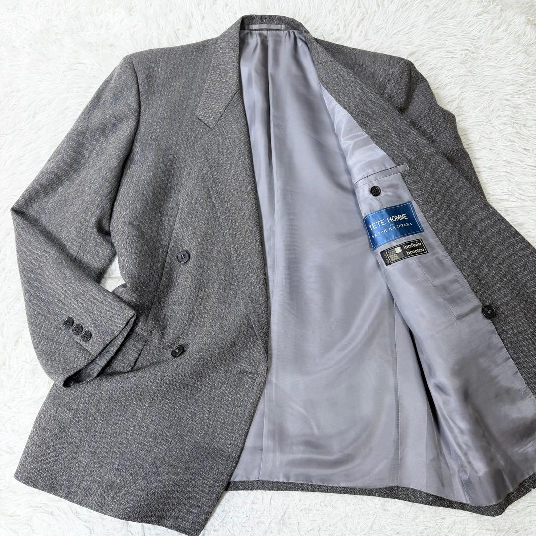 テットオム ダブルスーツ セットアップ 菅田将暉 灰 ストライプ　イタリア製