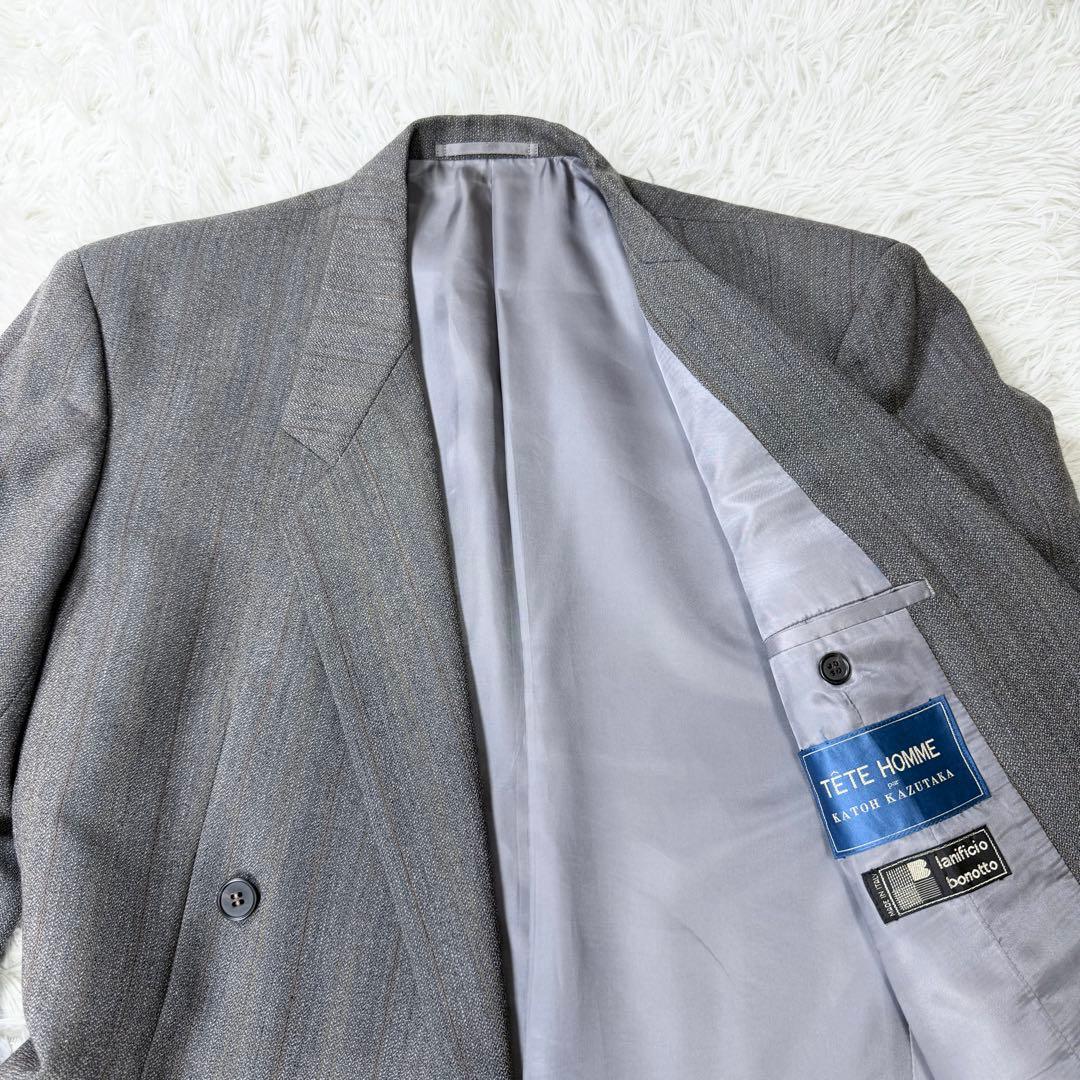 テットオム ダブルスーツ セットアップ 菅田将暉 灰 ストライプ　イタリア製
