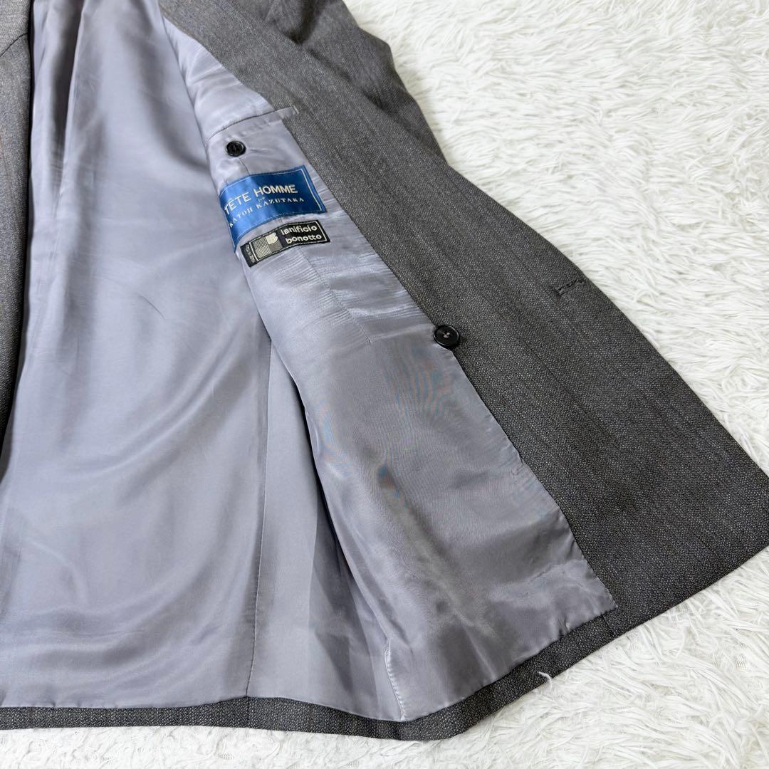 テットオム ダブルスーツ セットアップ 菅田将暉 灰 ストライプ　イタリア製