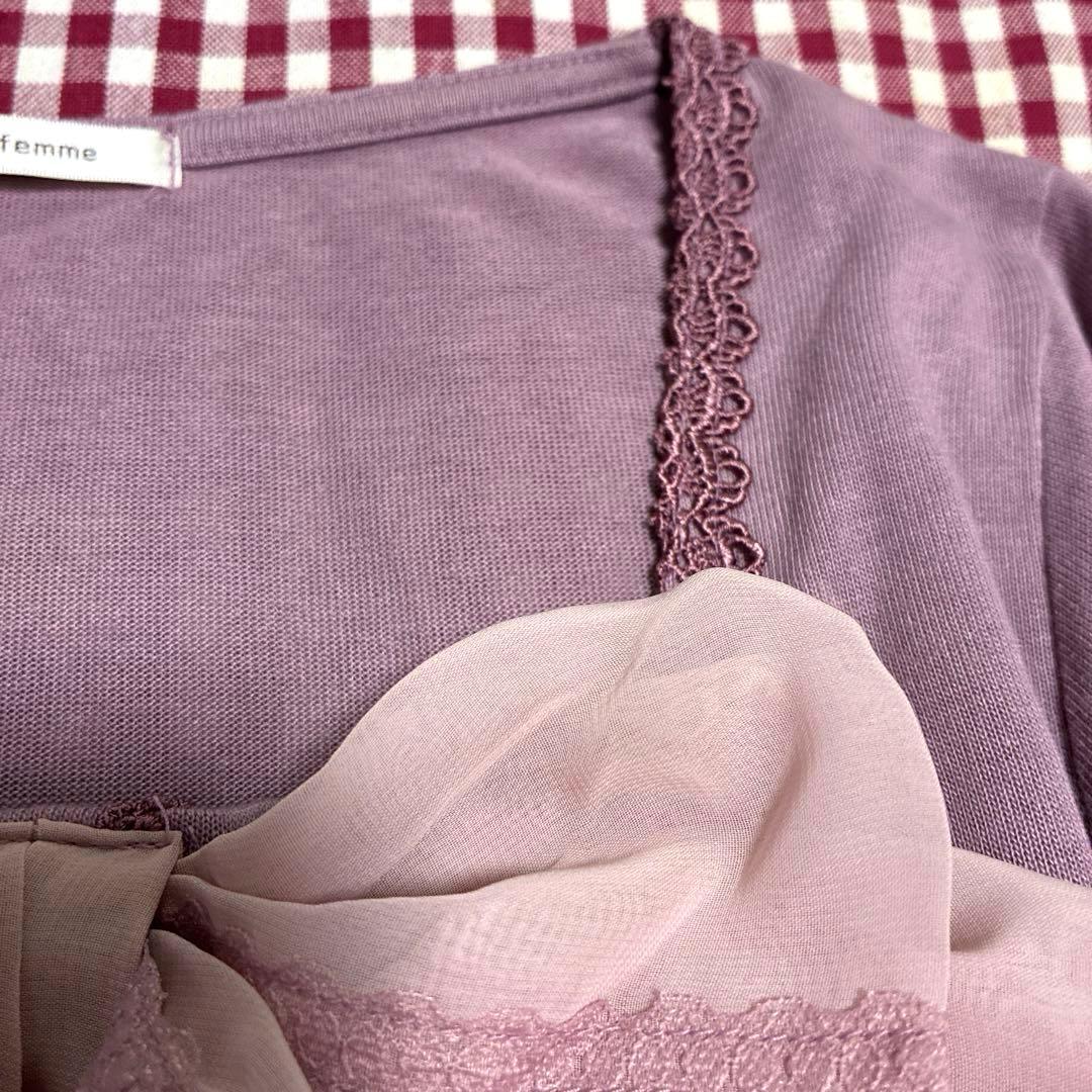 美品　axesfemmアクシーズ　BIGリボン　ピンクラベンダー長袖トップス