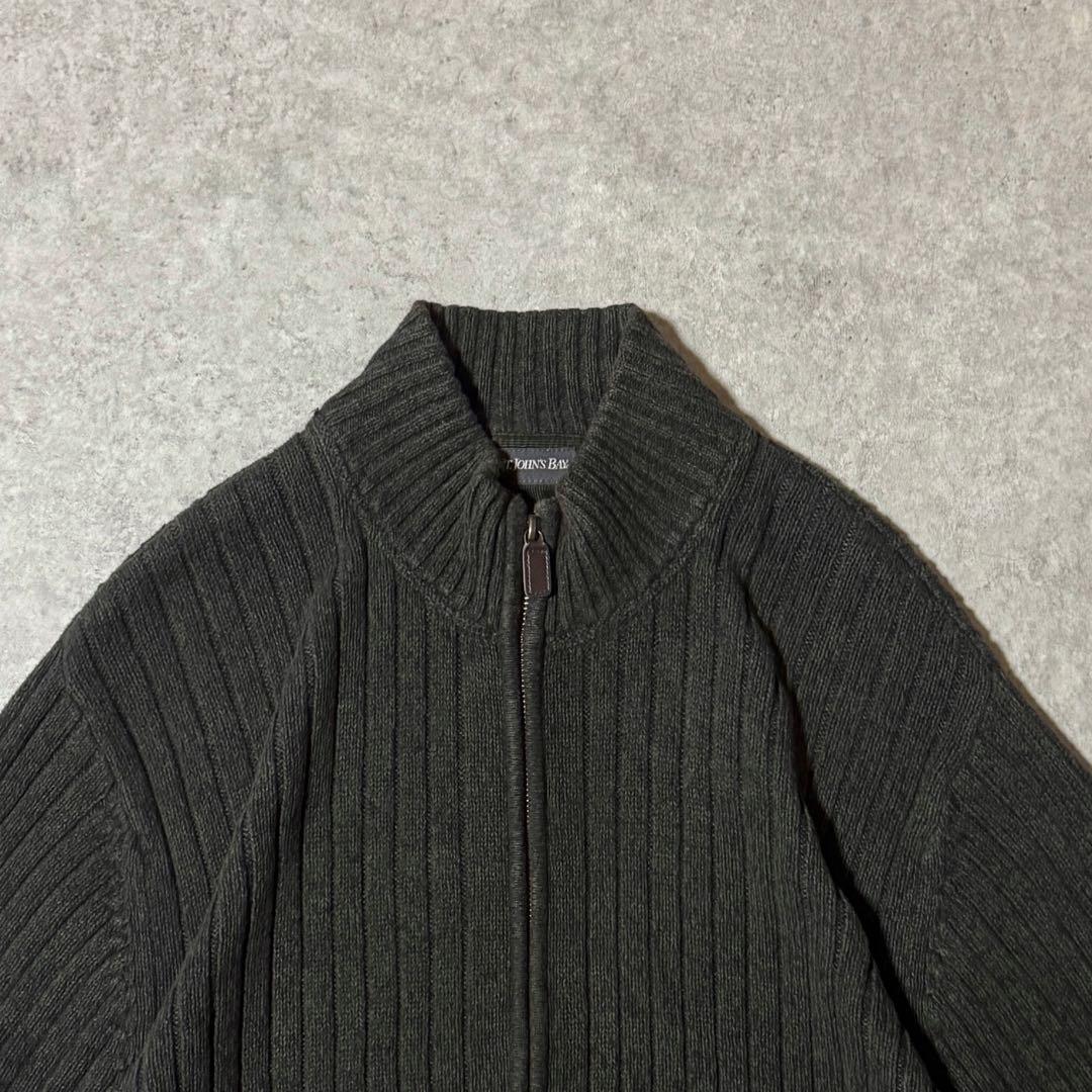 00s セントジョンズベイ ドライバーズニット コットンニット カーキ Lサイズ