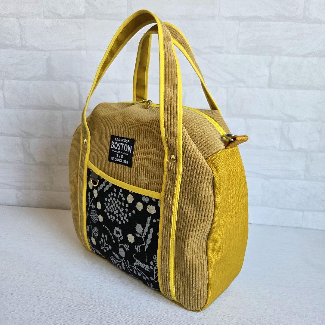 JUNE様　丸型ボストンバッグ　コーディロイ　　ハンドメイド