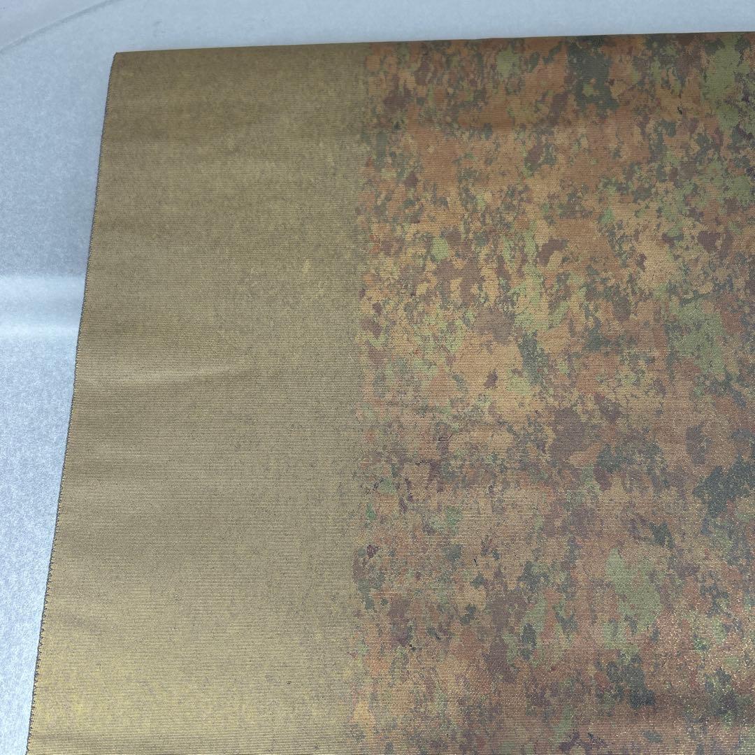 【本金箔 金泥箔】シルク製 六通柄袋帯 金色と茶色のグラデーション0105