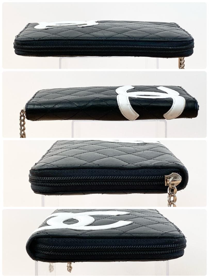 シャネル 長財布 ラウンドファスナー カンボンライン ココマーク ブラック 黒