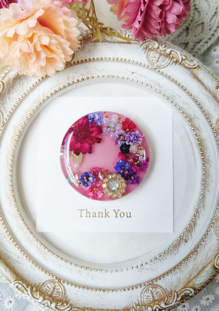 レジン　ドライフラワー　ヘアゴム　ブローチ　ポニーフック　No.238