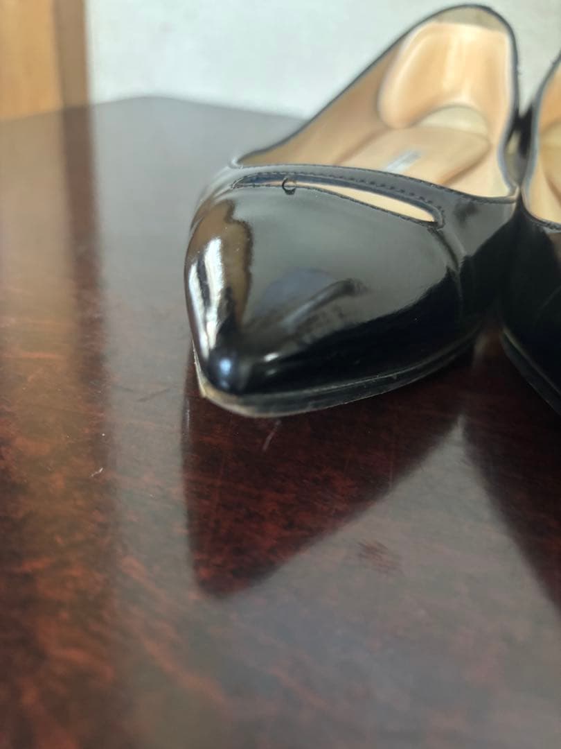 PELLICO ブラック ポインテッドトゥ パンプス　フラットシューズ　36