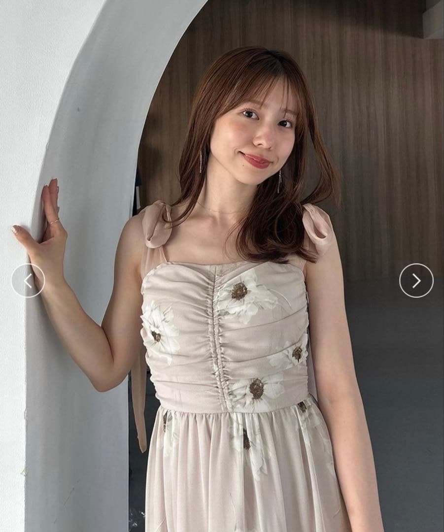 [新品][タグ付き][送料込]スナイデル プリントショルダーリボンワンピース