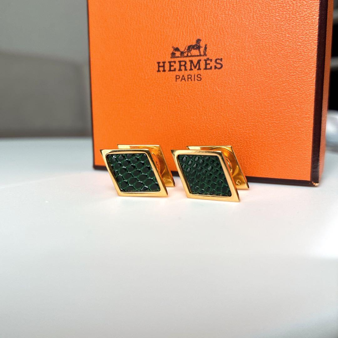 エルメス HERMES カフス カフスリンクス カフスボタン リザード 極美品