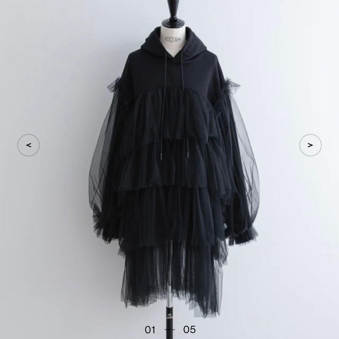 トップス VIVIANO / Tiered Tulle Trimmed Hoodie