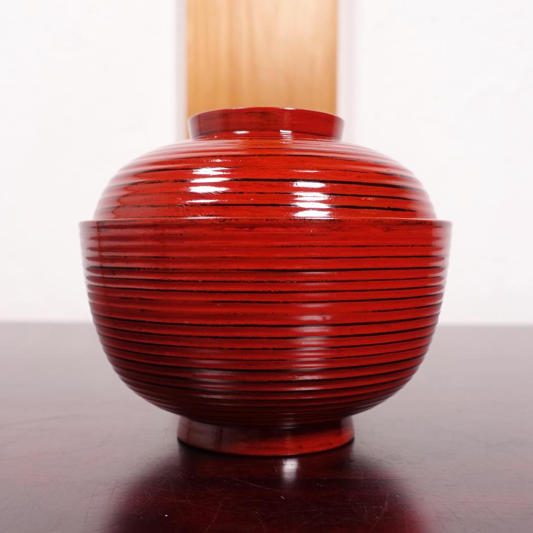 山中塗 喜八作 朱塗 内黒塗 見返結び松蒔絵 吸物椀 5客 共箱