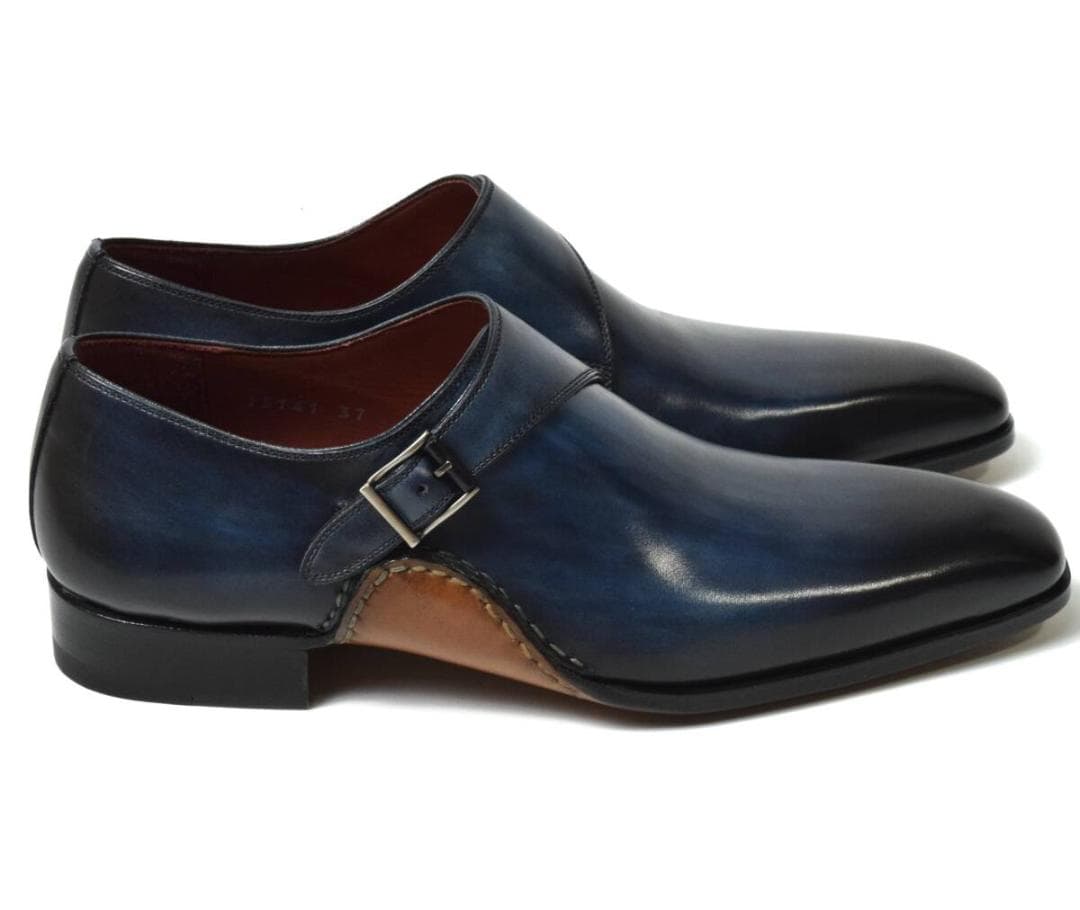 未使用 マグナーニ オパンケ モンクストラップ シューズ 37 ダークブルー