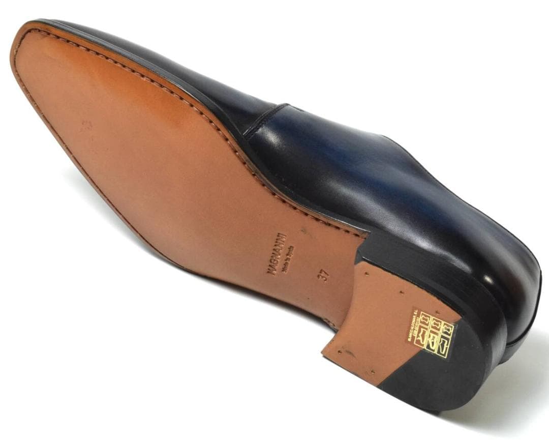 未使用 マグナーニ オパンケ モンクストラップ シューズ 37 ダークブルー