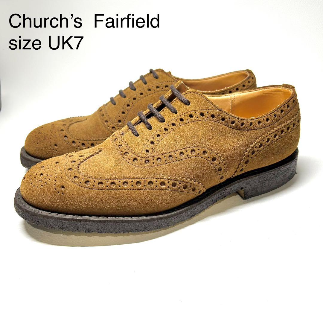 【ほぼ新品】チャーチ スエードウイングチップ フェアフィールドUK7