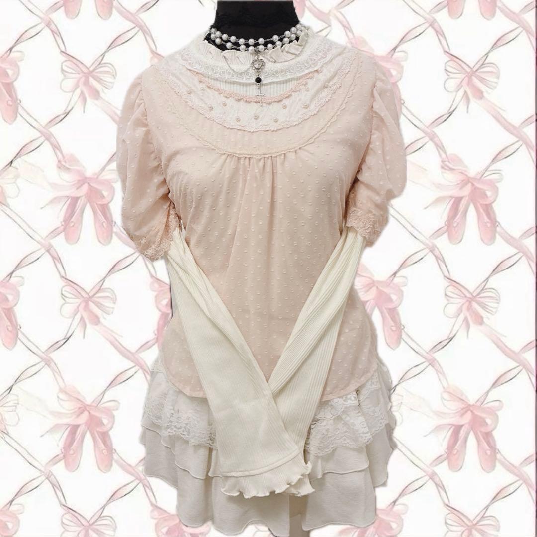 axes femme 2点セット 姫 ドット リボン ブラウス タートル 平成