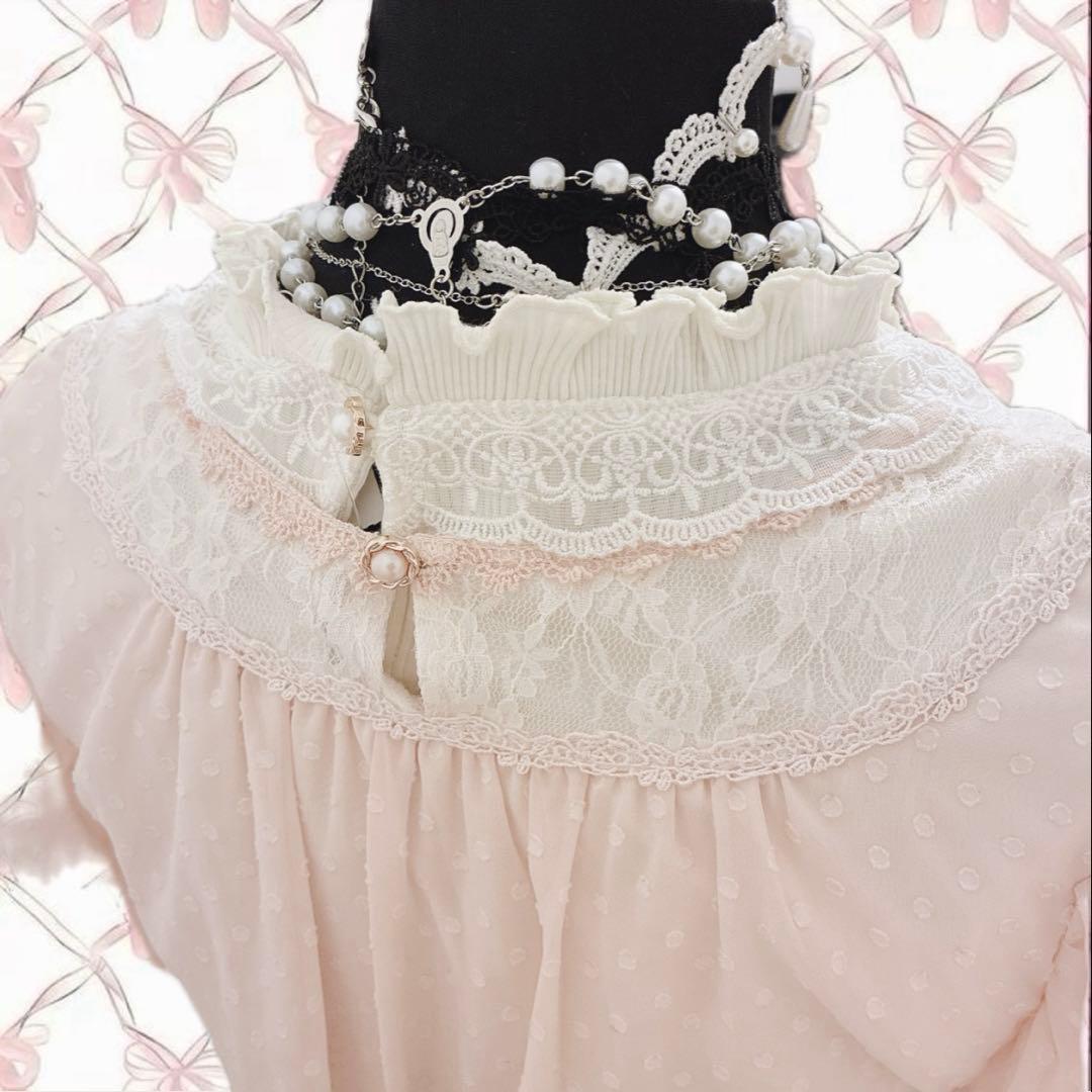 axes femme 2点セット 姫 ドット リボン ブラウス タートル 平成