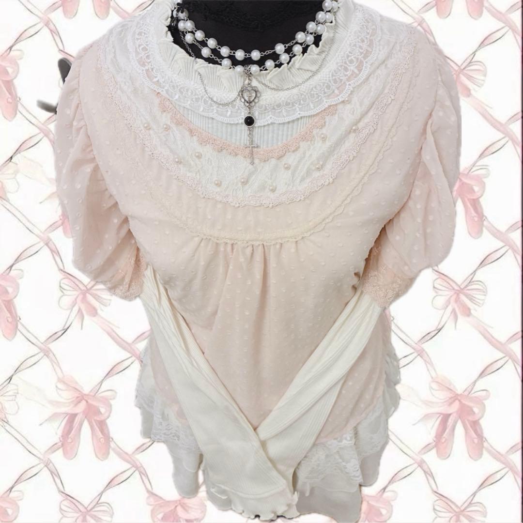 axes femme 2点セット 姫 ドット リボン ブラウス タートル 平成