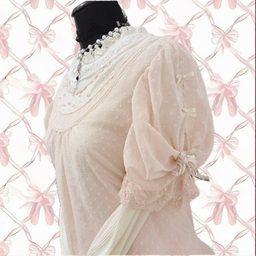 axes femme 2点セット 姫 ドット リボン ブラウス タートル 平成