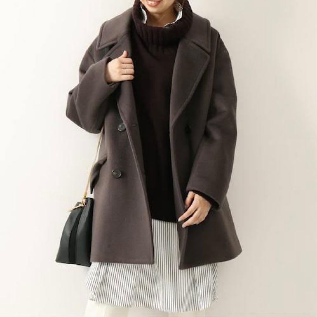 【美品】スピックアンドスパン テーラードカラーショートコート 34 ブラウン