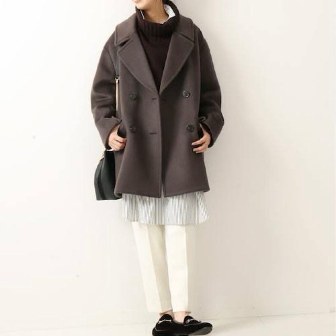 【美品】スピックアンドスパン テーラードカラーショートコート 34 ブラウン