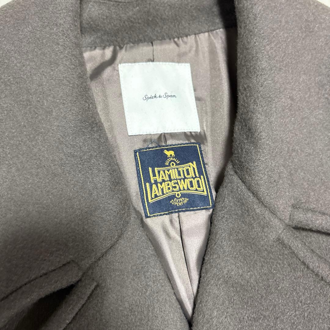 【美品】スピックアンドスパン テーラードカラーショートコート 34 ブラウン