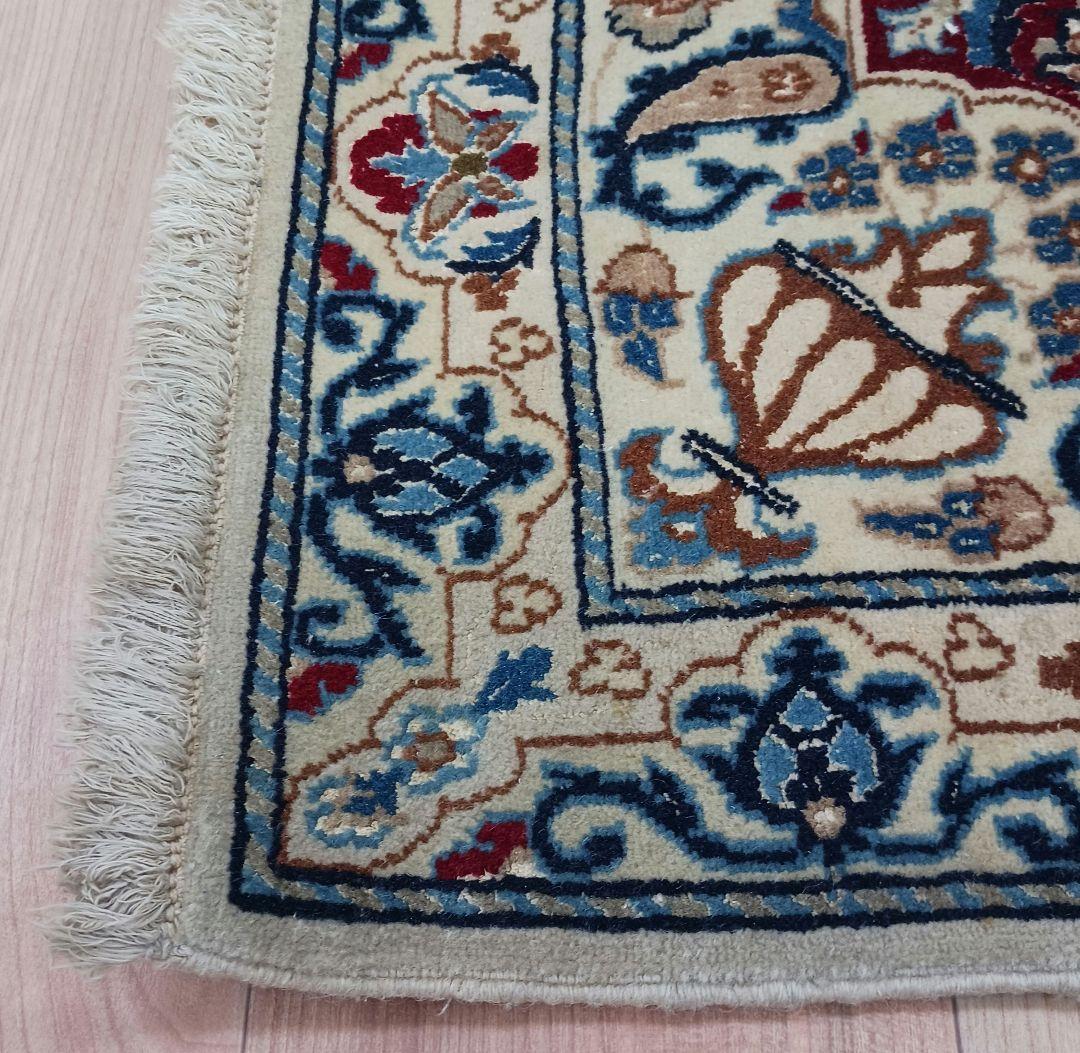 専用Y2000 ペルシャ絨毯 イラン ナイン産 ウール 手織り 127×90㎝